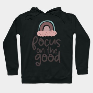 Focus On The Good Boho Cute Pink Neutral Rainbow Print Hoodie